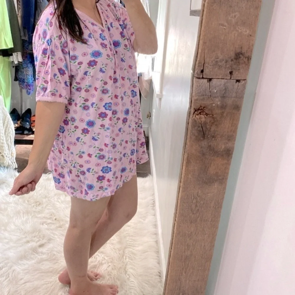 Dream Mode pink floral night shirt one size fits most